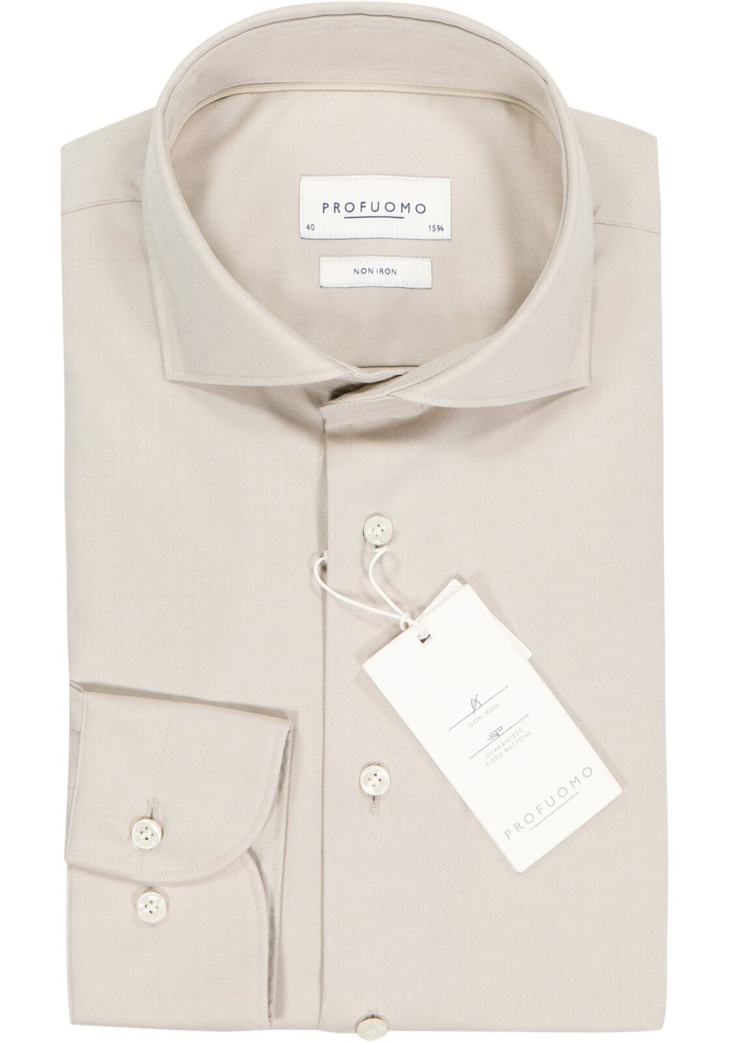 Profuomo slim fit heren overhemd, twill, beige